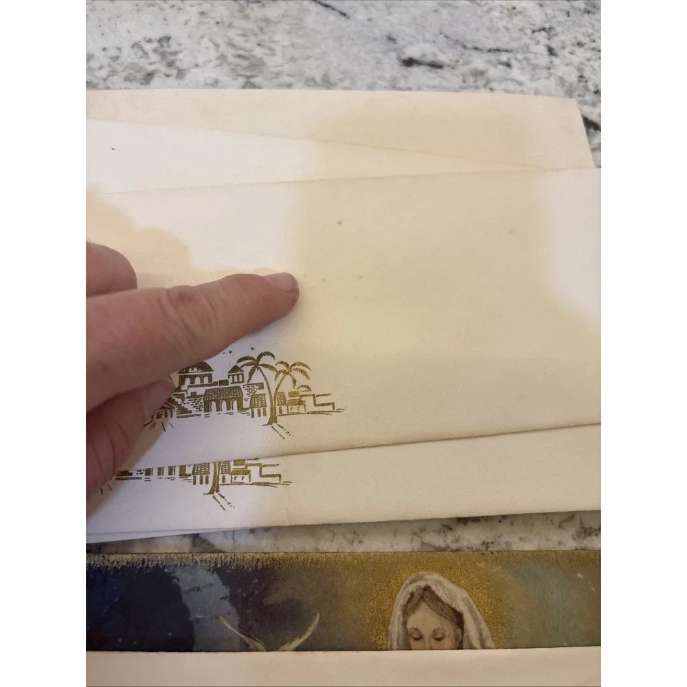 7 Vintage Hallmark Christmas Card Mother & Child Parchment Unused readers digest